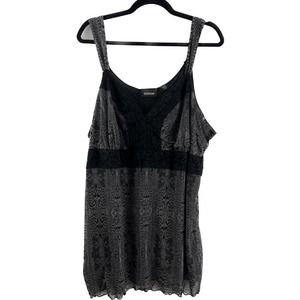 Avenue Size 30/32 Lace Cami Tank Top Black Gray Women's Plus Camisole